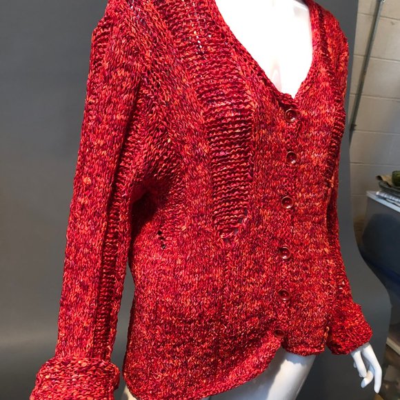 SALE! Red Cardigan Sweater Sz Lg ๐3 for $25! - Picture 1 of 4